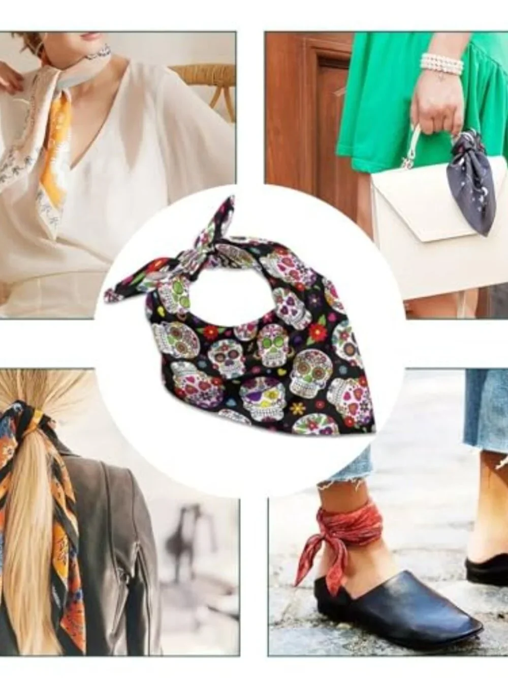 Silk Satin Square Head Scarf for Women Hair Wrap Bandana Hand Rolling Edge
